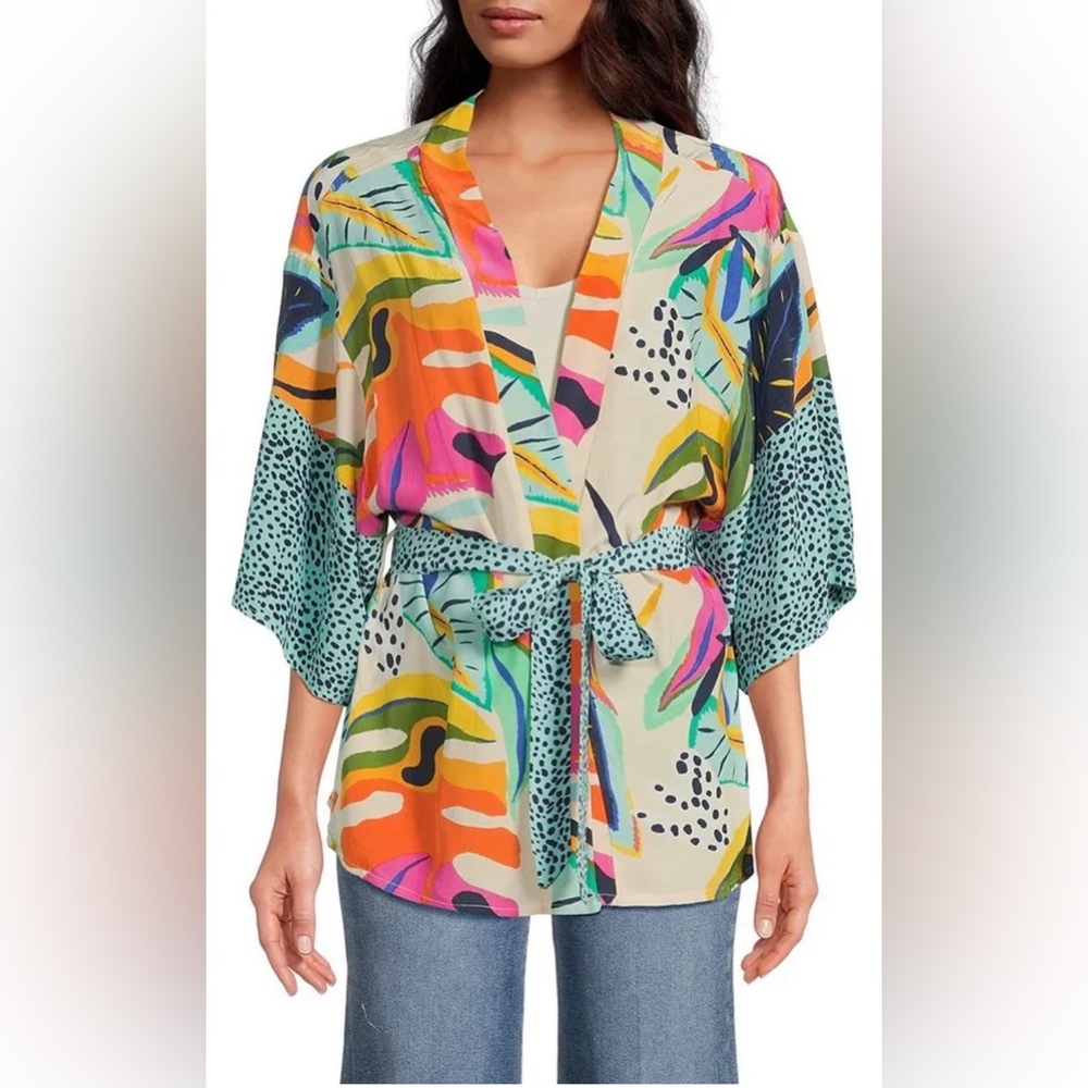 Anna & Ava x Brooke Webb of KBStyled Navy Palm Print Kimono O/S NWT $88